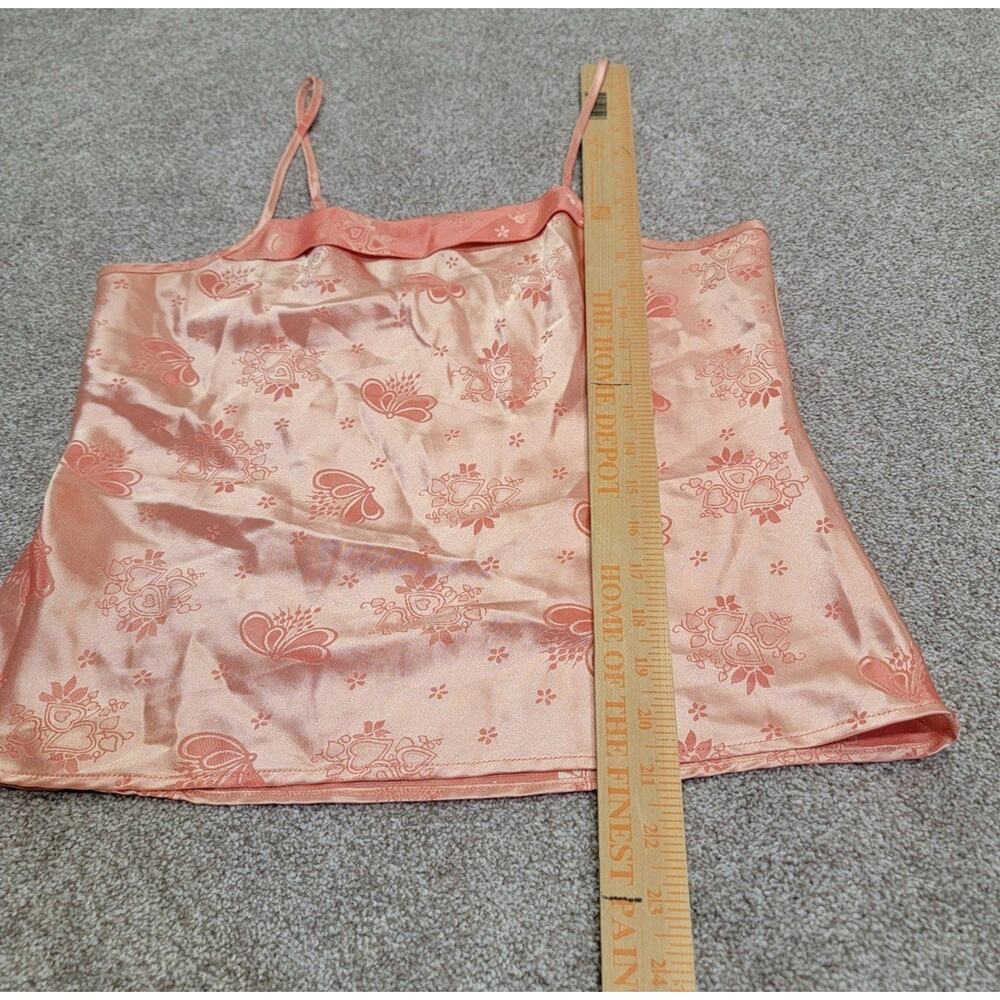 Y2K 2000s Coquette Intimates by Rag Satin Cami Top Size S Coral Peach Floral - Picture 8 of 9